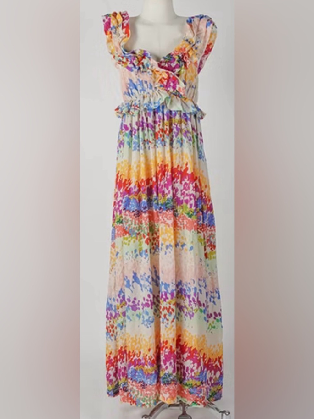 H&M Garden Col. maxi dress ruffle empire peasant boho garden party wedding flowy